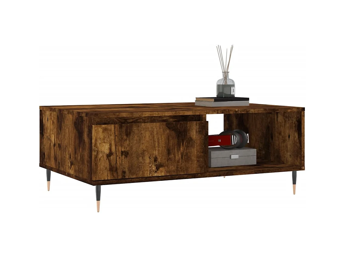 Table basse chêne fumé 90x60x35 cm bois d'ingénierie