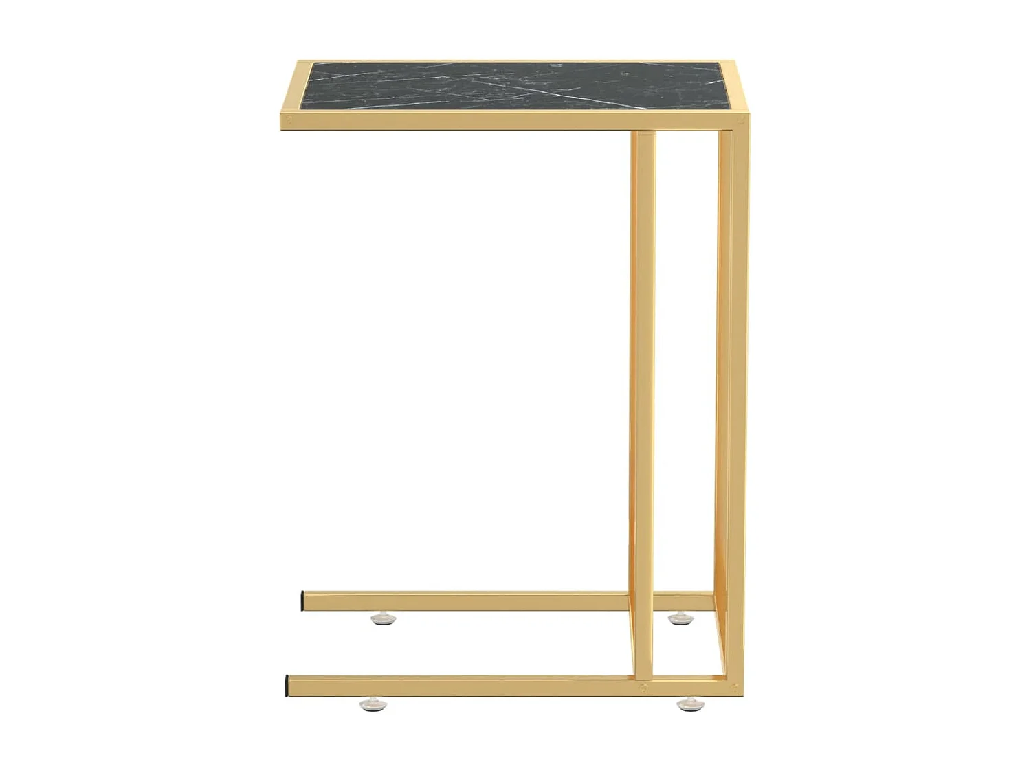 Zwarte marmeren computer bijzettafel 50x35x65 cm gehard glas