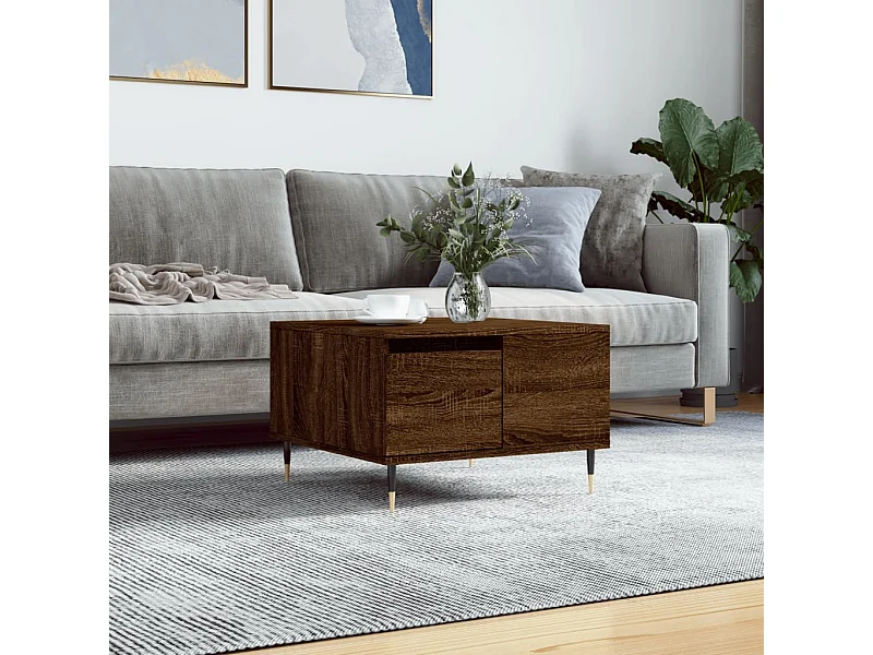 Table basse chêne marron 55x55x36,5 cm bois d'ingénierie