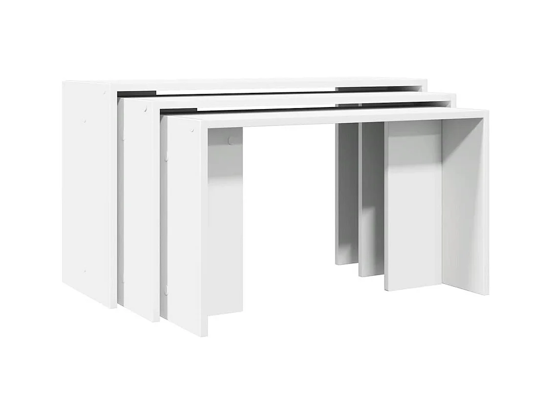 Tables gigognes 3 pcs blanc bois d'ingénierie