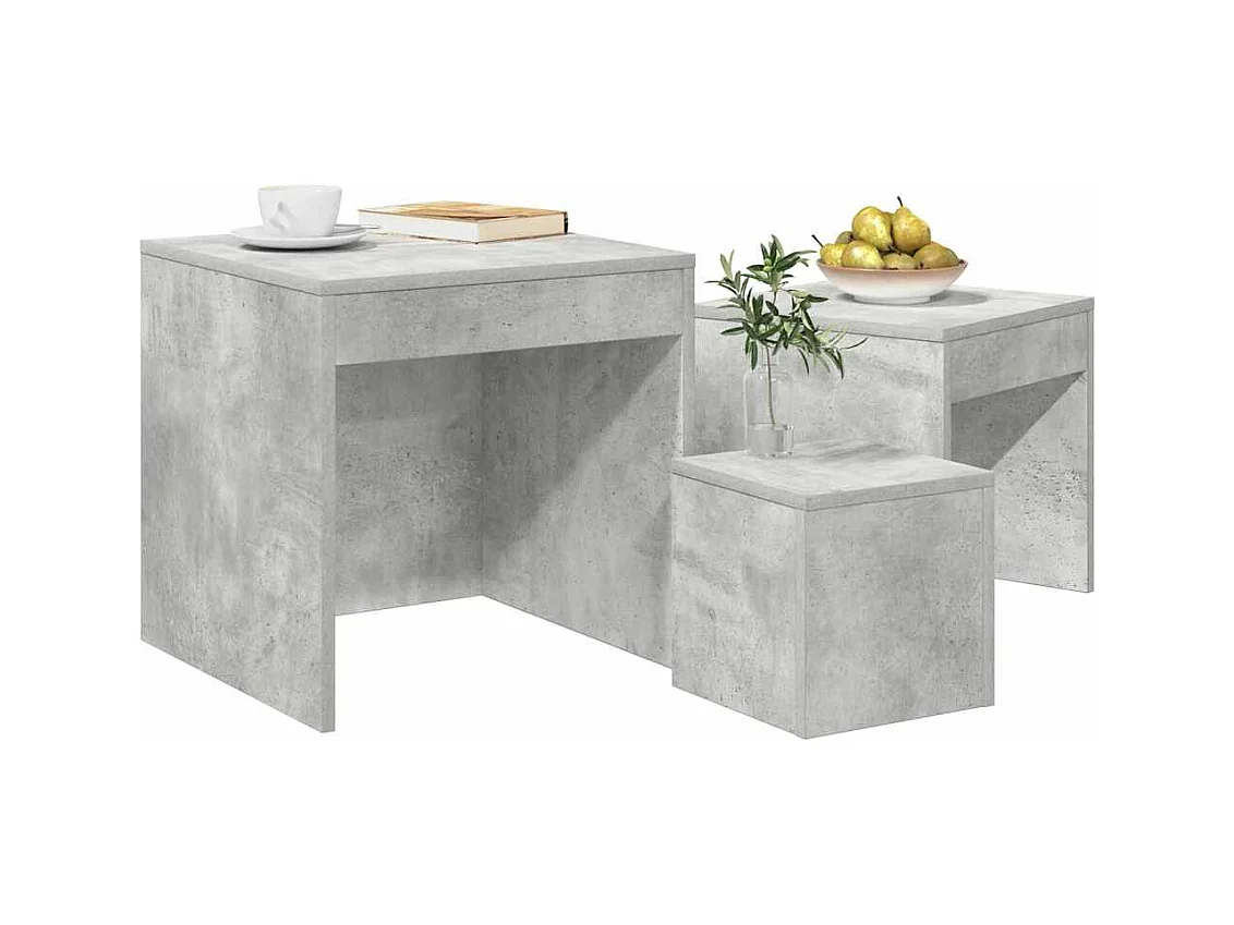 Bijzettafels 3 stuks Betongrijs Agglomeraat
