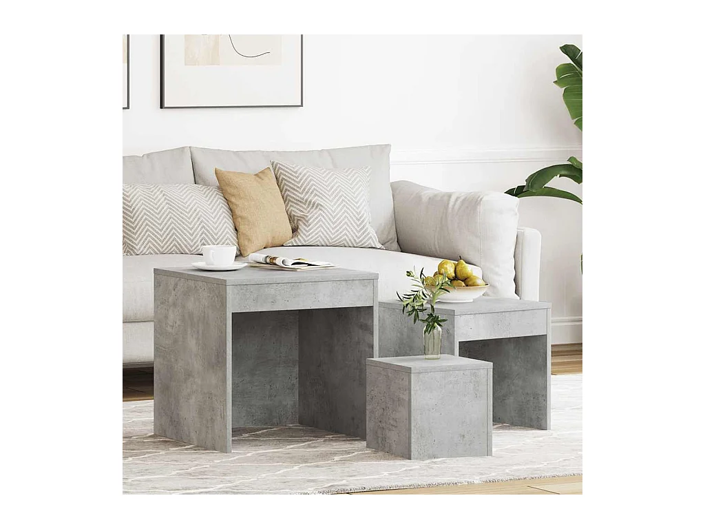 Tables gigognes 3 pcs Gris béton Aggloméré