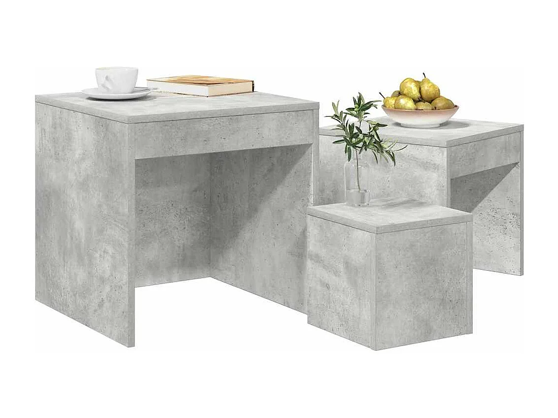 Tables gigognes 3 pcs Gris béton Aggloméré