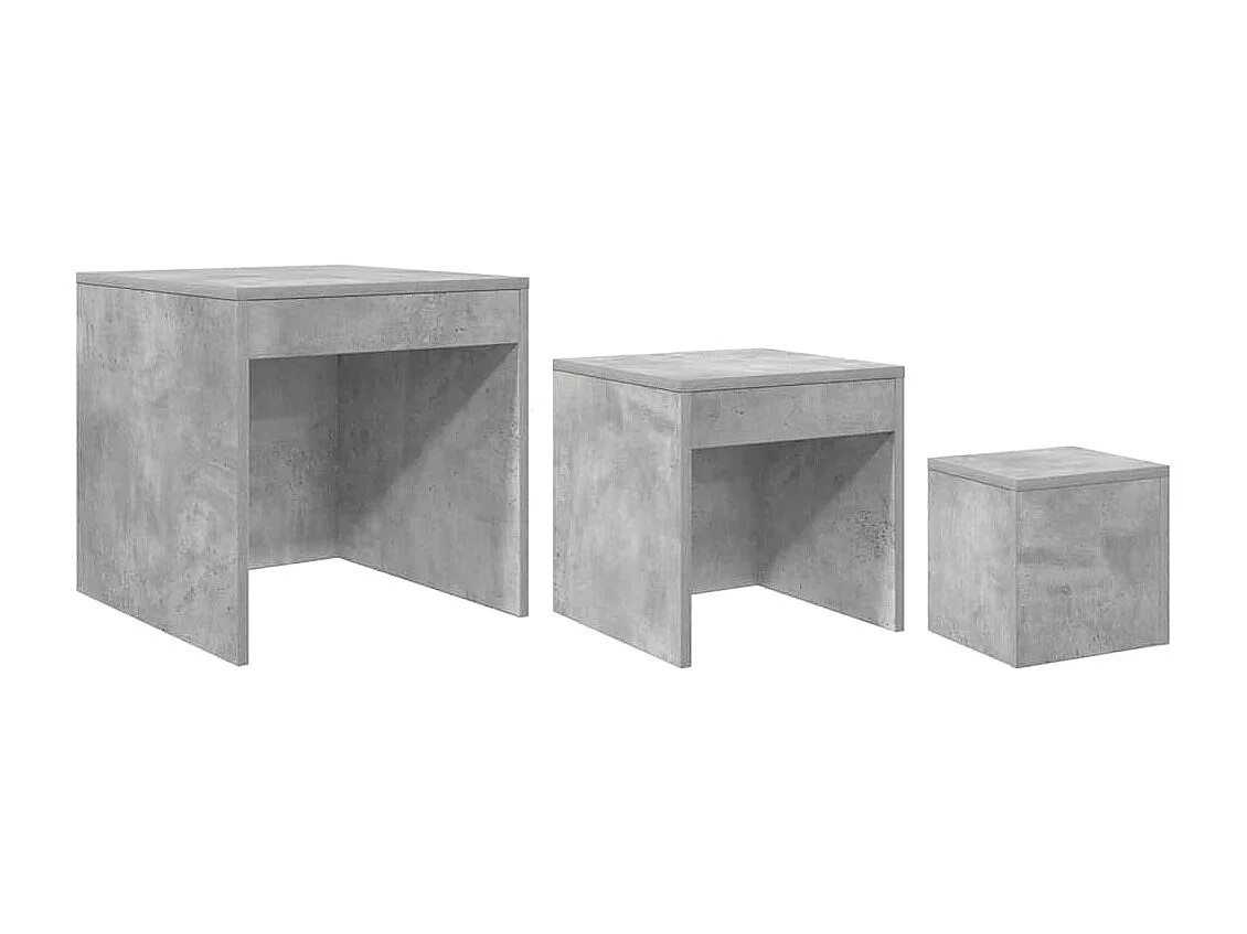 Tables gigognes 3 pcs Gris béton Aggloméré