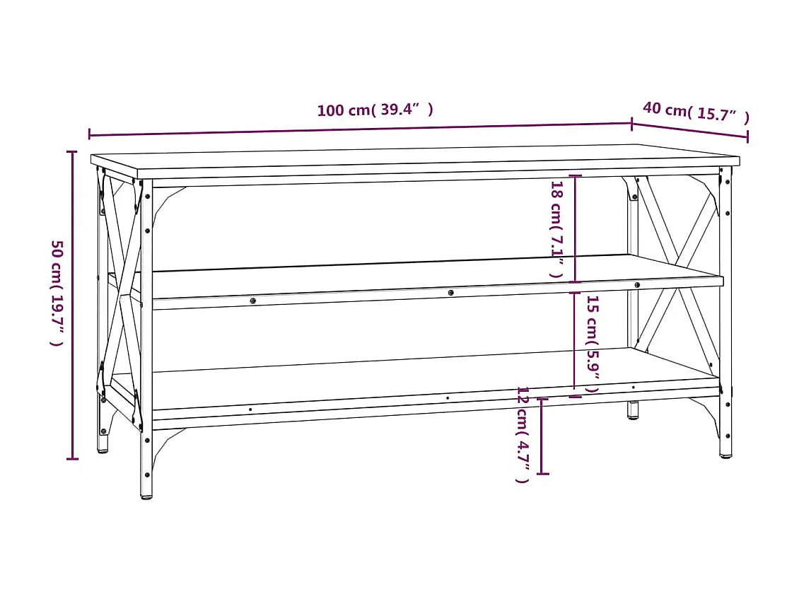 Meuble TV Chêne marron 100x40x50 cm Bois d'ingénierie