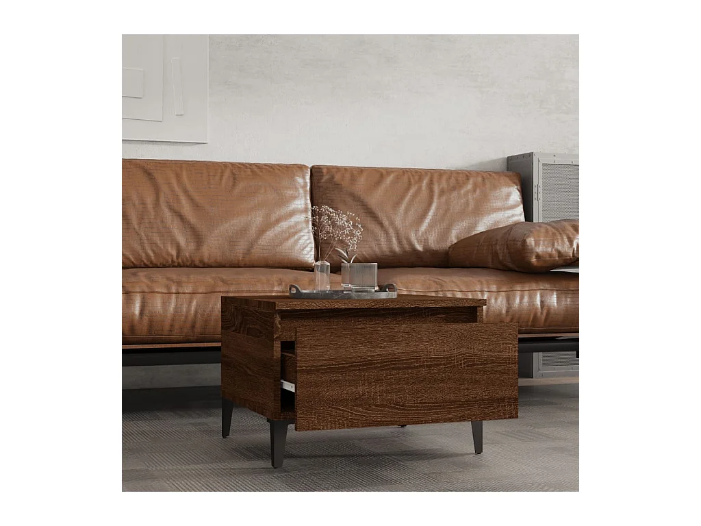 Tavolini laterali 2 pezzi Rovere marrone 50x46x35 cm Legno ingegnerizzato