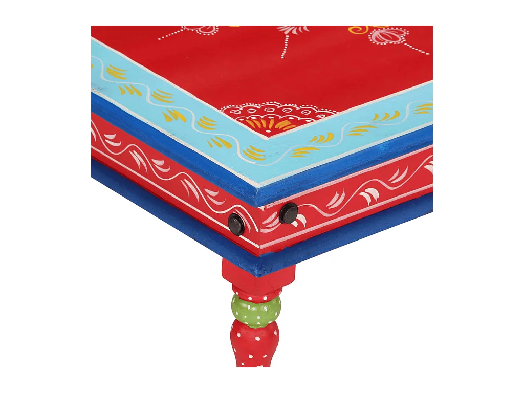 Rode salontafel van massief mangohout, handbeschilderd