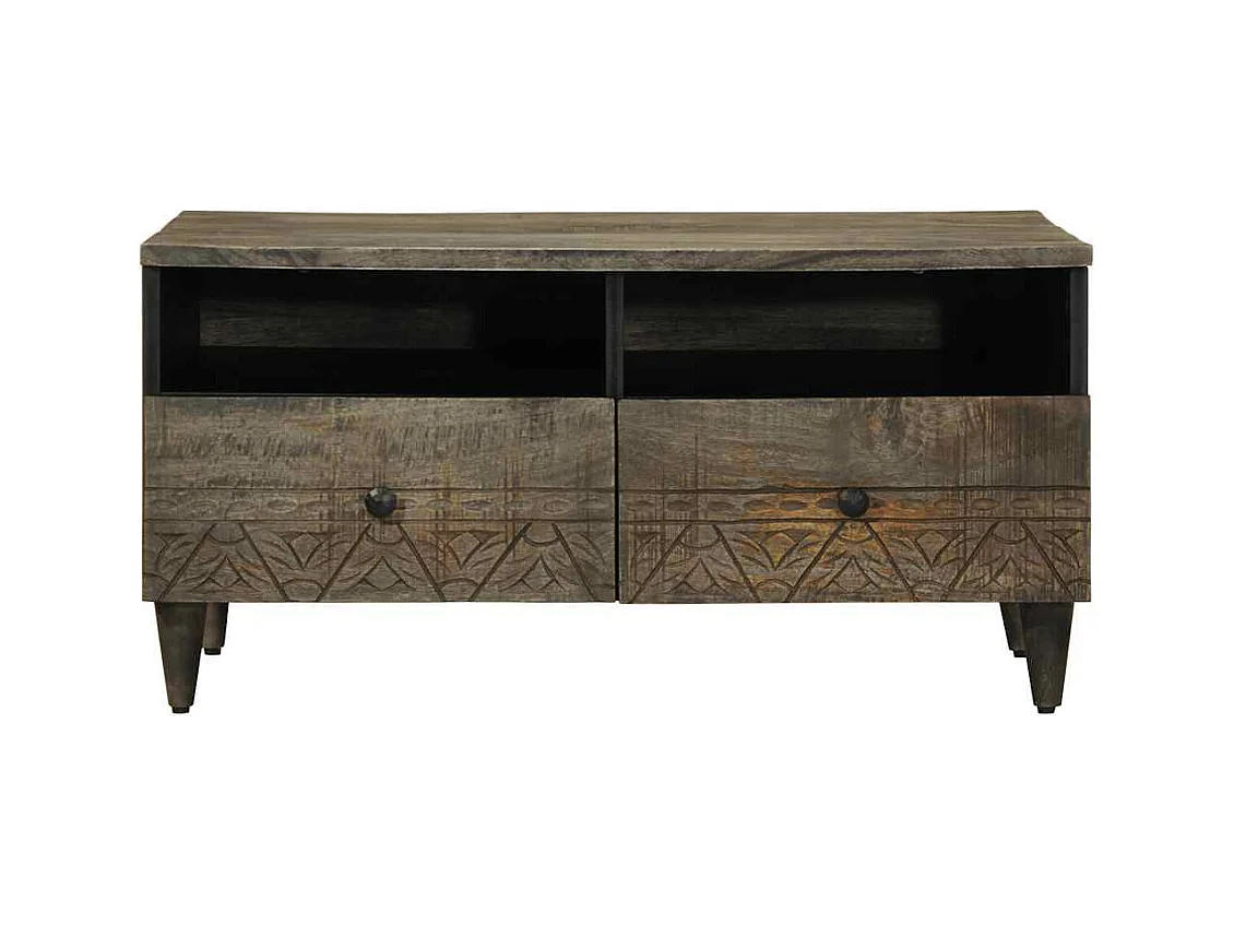 Lichtgrijze salontafel 80x54x40 cm massief mangohout