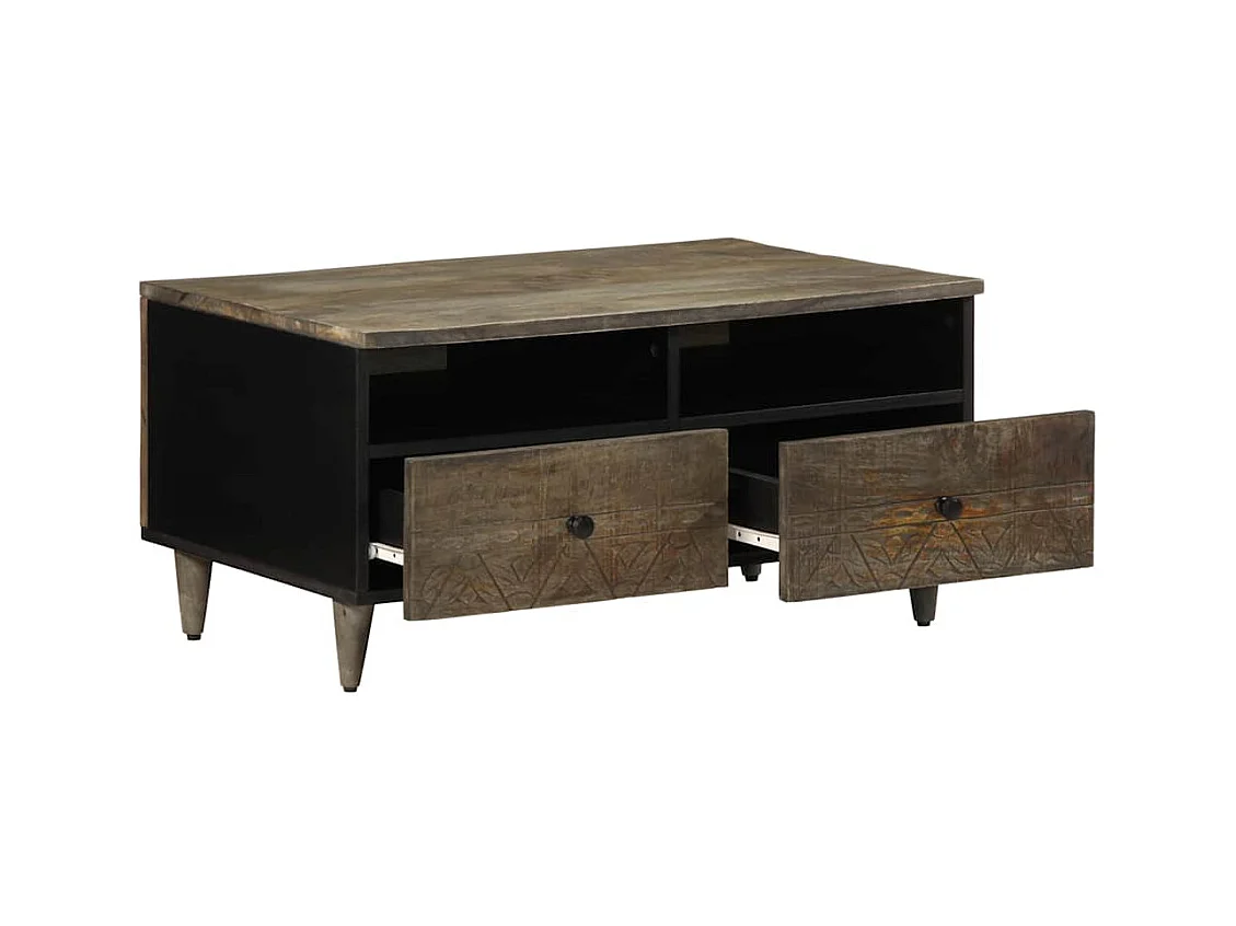 Lichtgrijze salontafel 80x54x40 cm massief mangohout