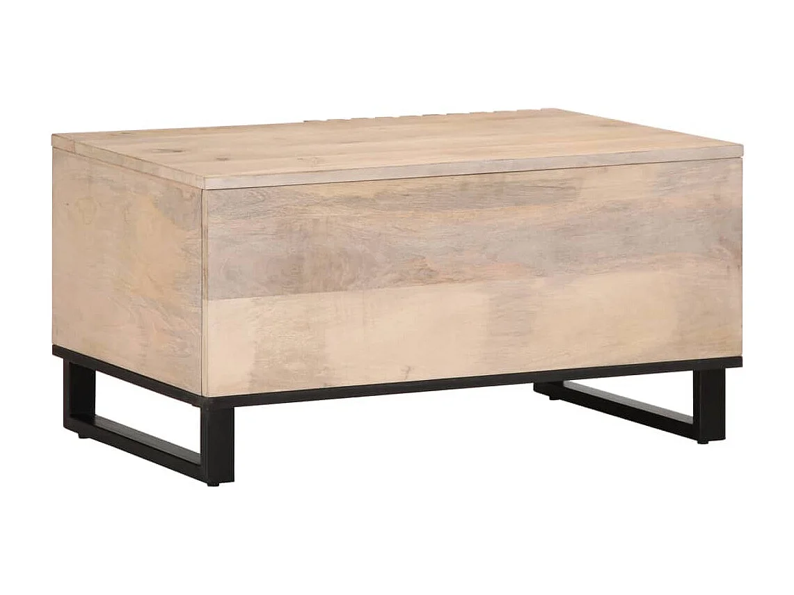 Weißer Couchtisch 80x51x40 cm massives Mangoholz