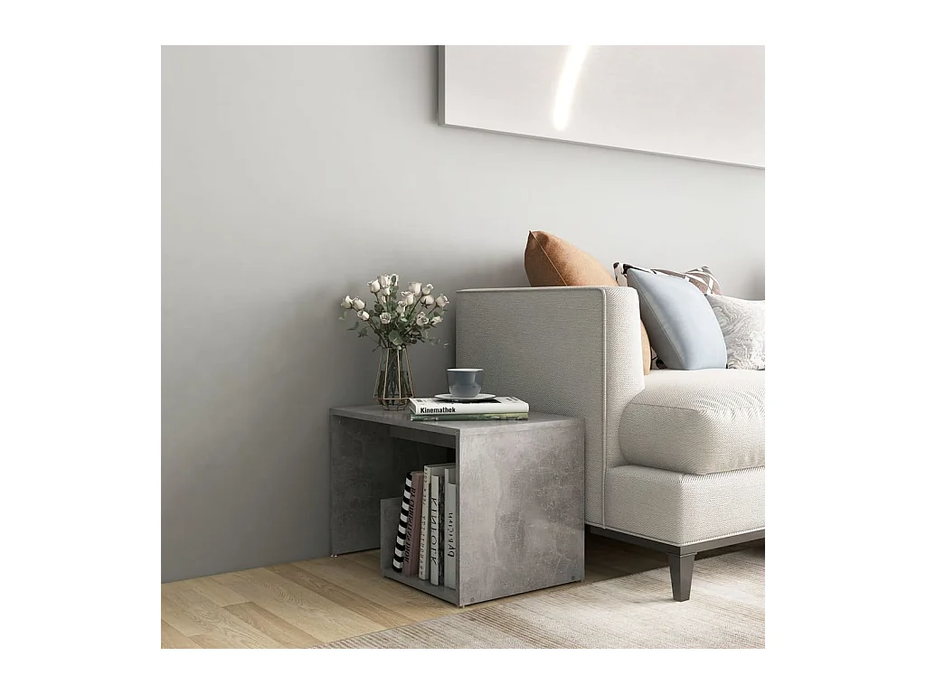 Mesa auxiliar de hormigón gris 59x36x38 cm aglomerado