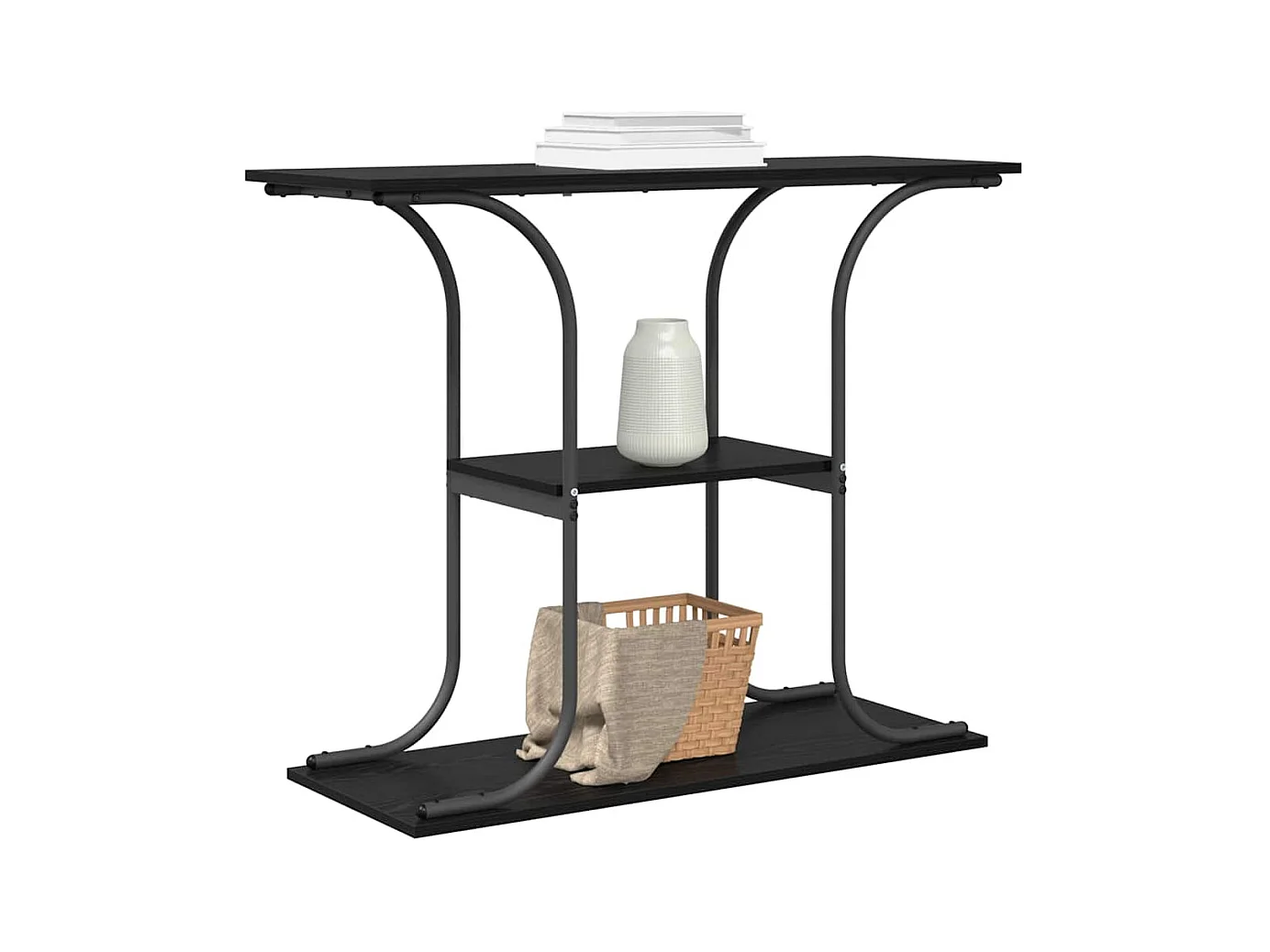 Consoletafel Zwarte eik 101 x 35 x 80,5 cm Bewerkt hout