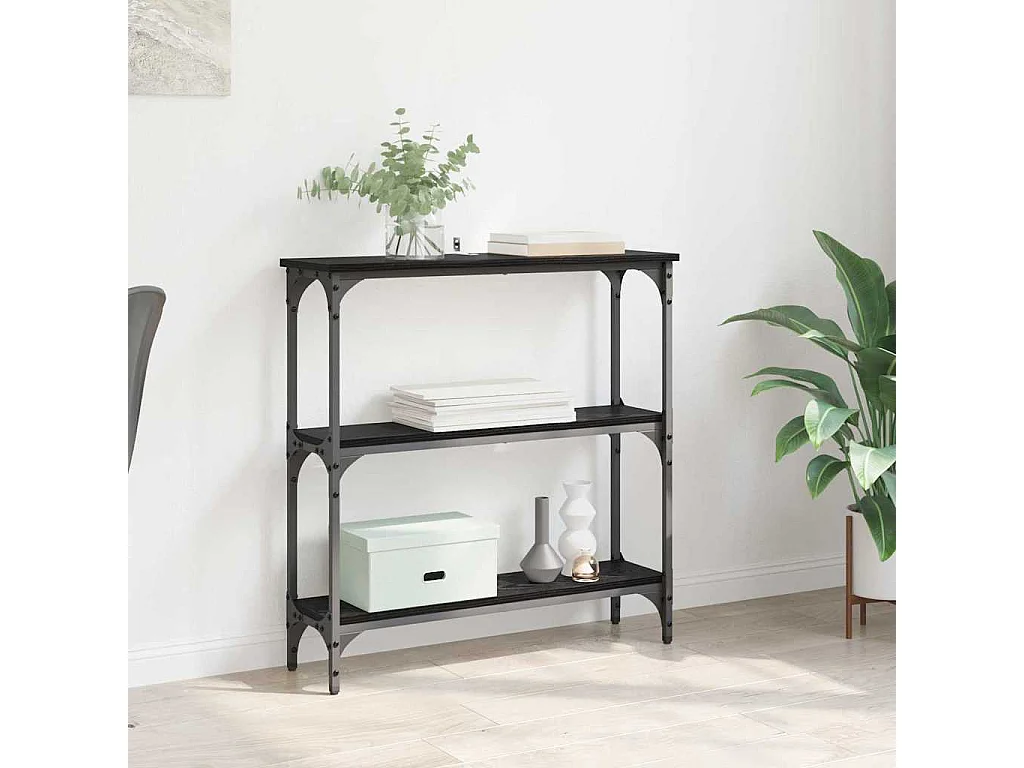 Konsolentisch mit Ablage Eiche schwarz 75 x 22,5 x 75 cm