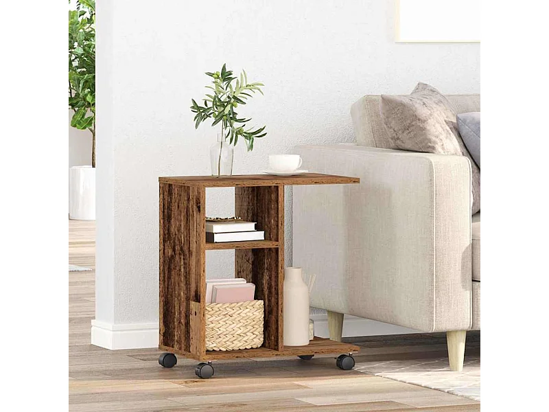 Tavolino laterale in legno antico 50 x 30 x 55 cm Legno ingegnerizzato