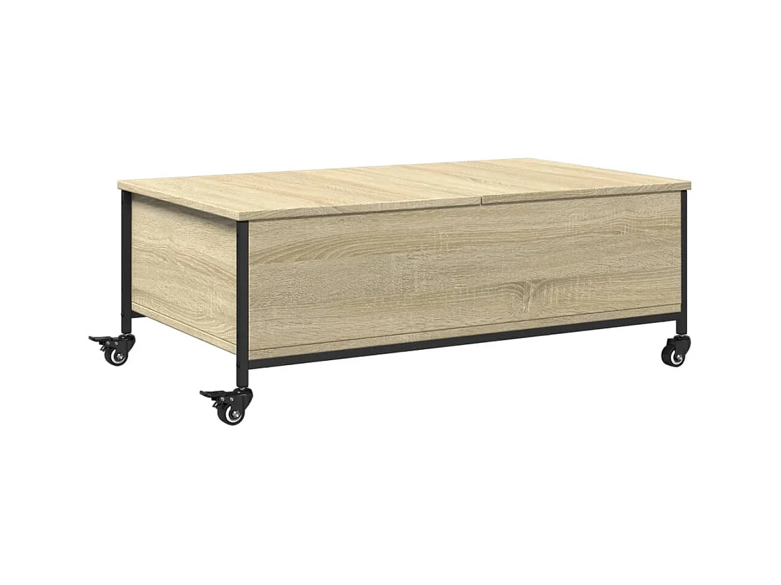 Mesa de centro de madera de ingeniería de roble Sonoma con ruedas