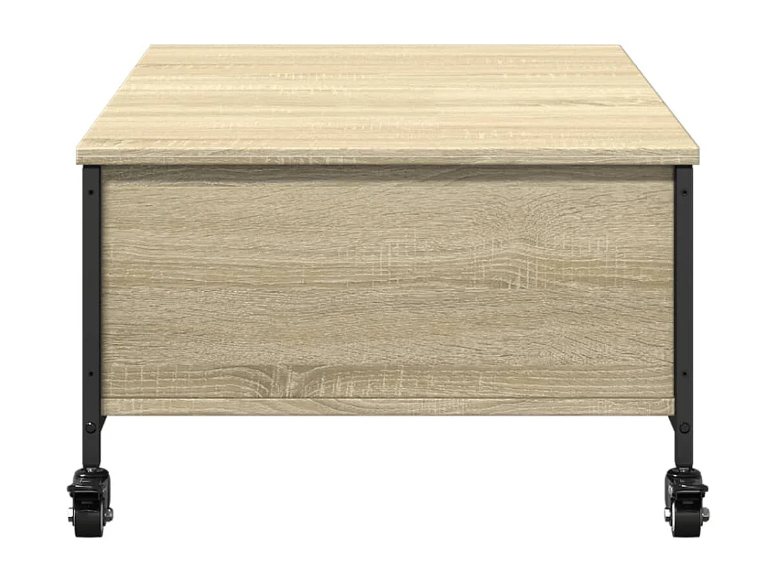 Mesa de centro de madera de ingeniería de roble Sonoma con ruedas