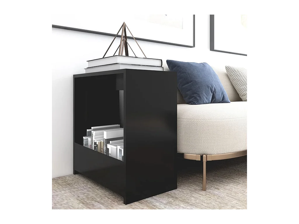 Table d'appoint noir 50x26x50 cm bois d'ingénierie