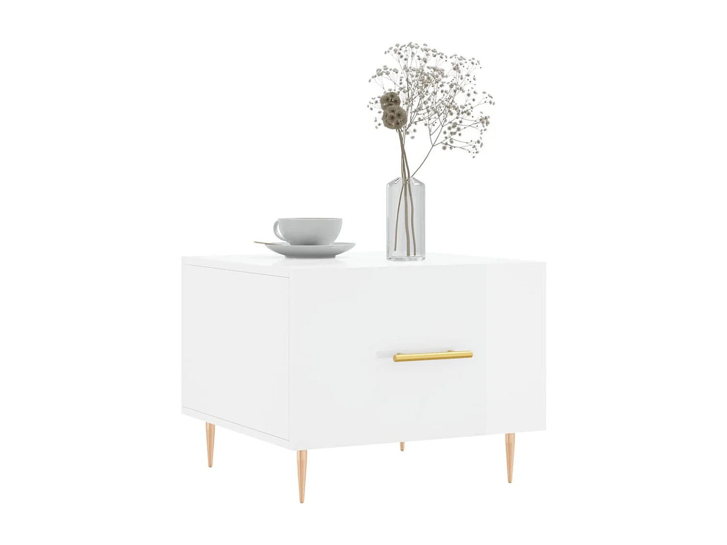 Table basse blanc brillant 50x50x40 cm bois d'ingénierie