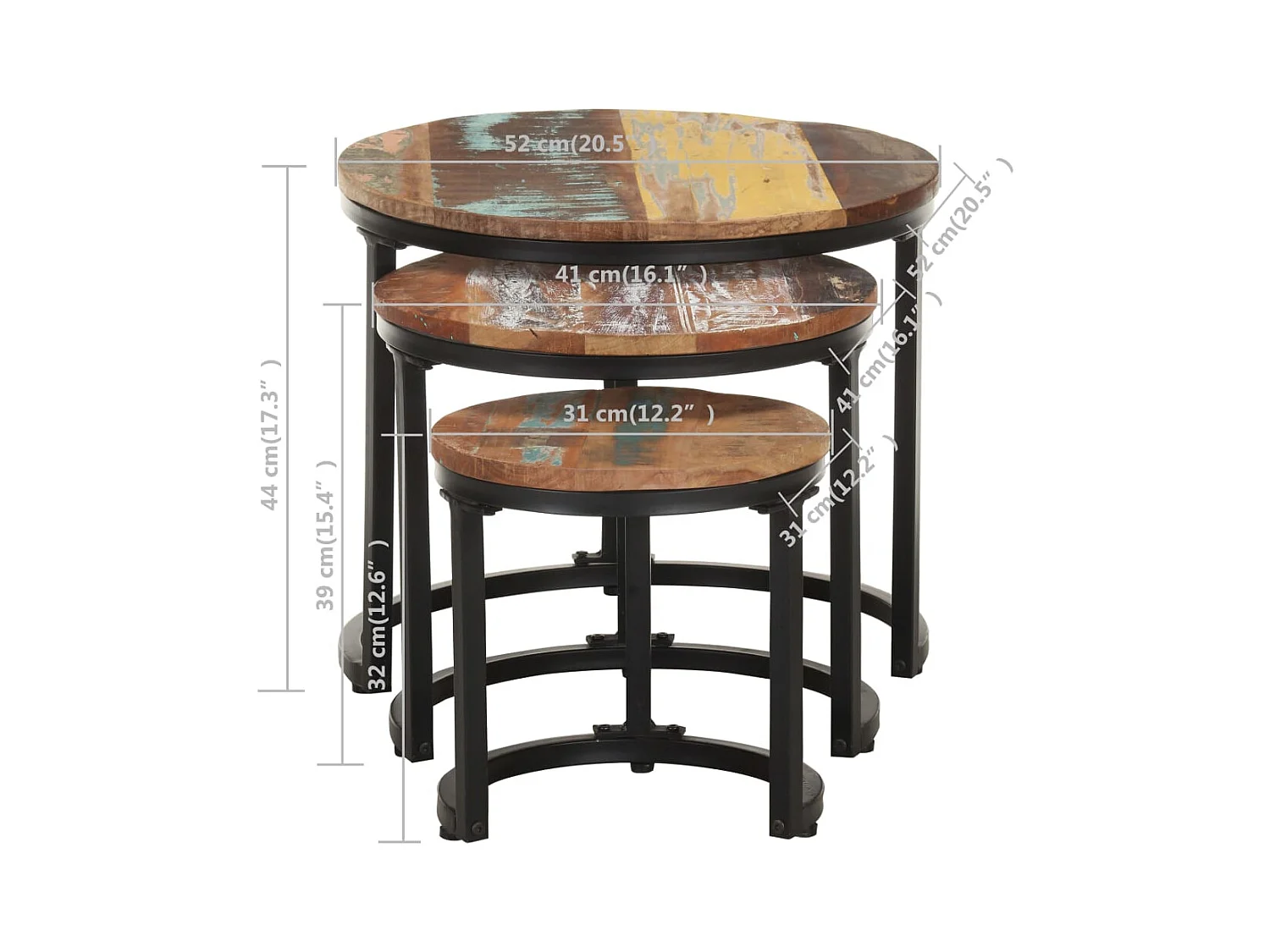 stuks bijzettafels van massief gerecycled hout