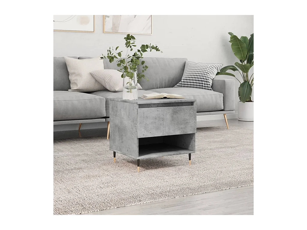 Table basse gris béton 50x46x50 cm bois d'ingénierie