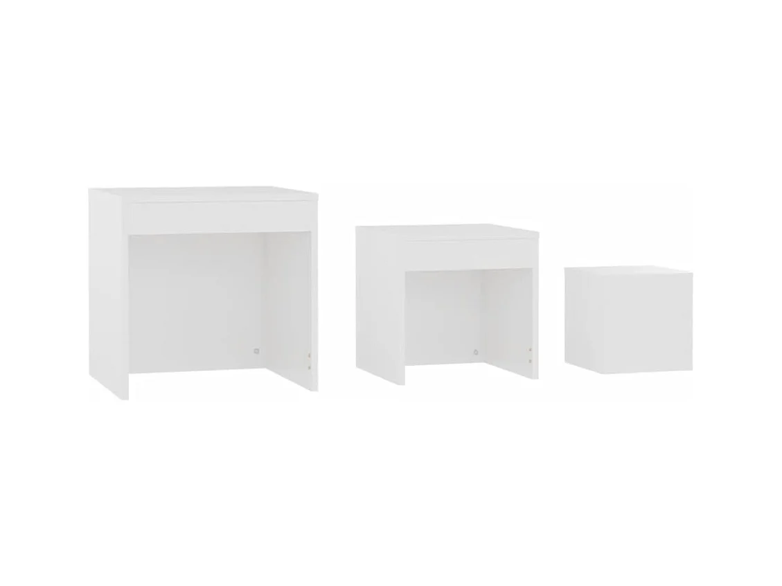 Tables gigognes 3 pcs Blanc Aggloméré