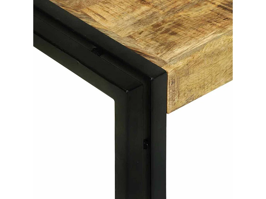 Nesttafel 3 stuks Bruin en zwart massief ruw mangohout