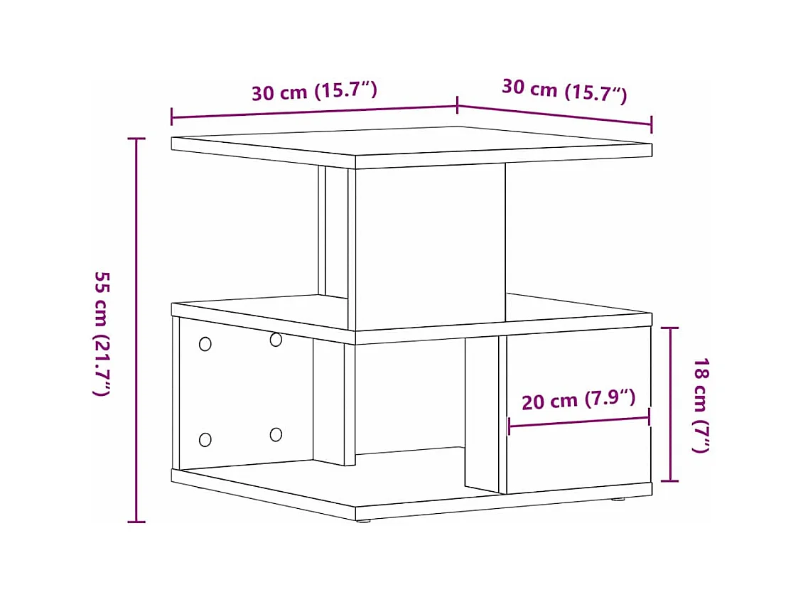 Tavolino laterale in legno antico 40 x 40 x 40 cm Legno ingegnerizzato