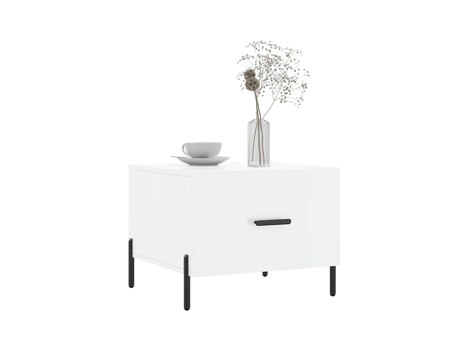 Table basse blanc brillant 50x50x40 cm bois d'ingénierie