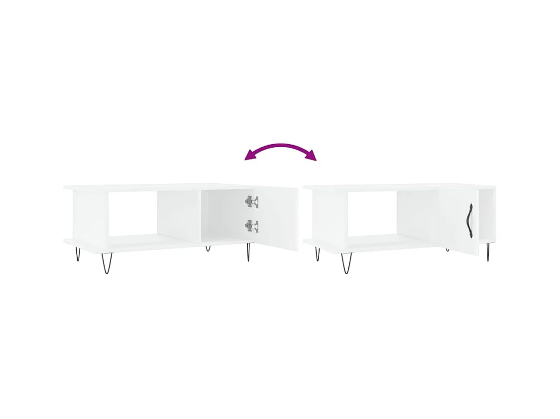 Tavolino bianco 90x50x40 cm in legno ingegnerizzato