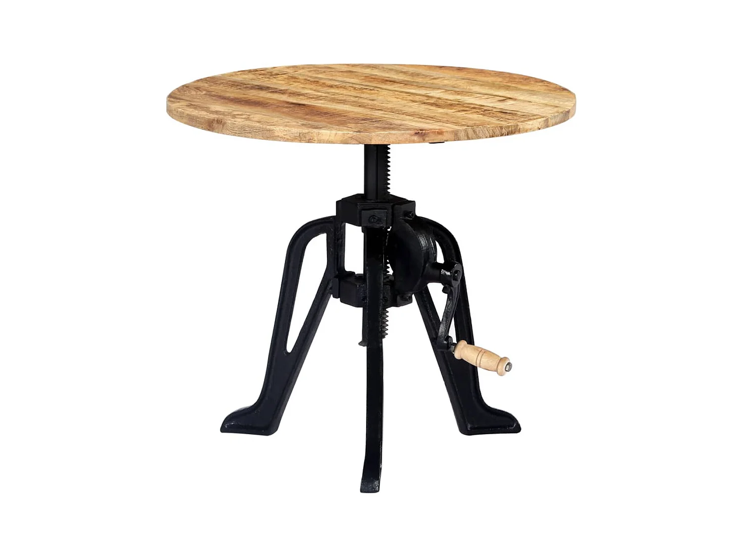 Bijzettafel 60x(46-63) cm Massief mangohout en gietijzer