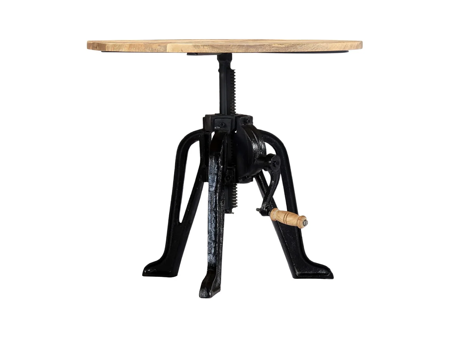 Bijzettafel 60x(46-63) cm Massief mangohout en gietijzer