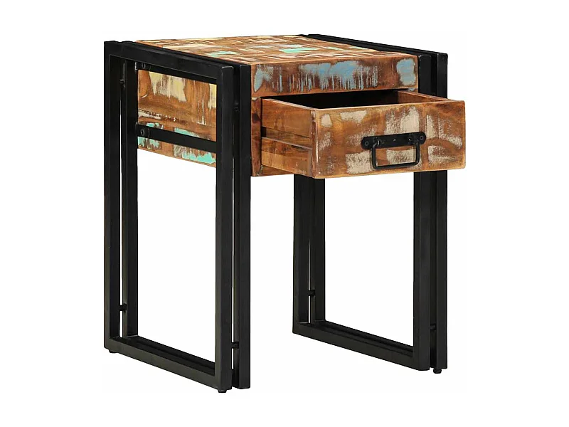 Table d'appoint 40 x 40 x 50 cm bois de récupération massif