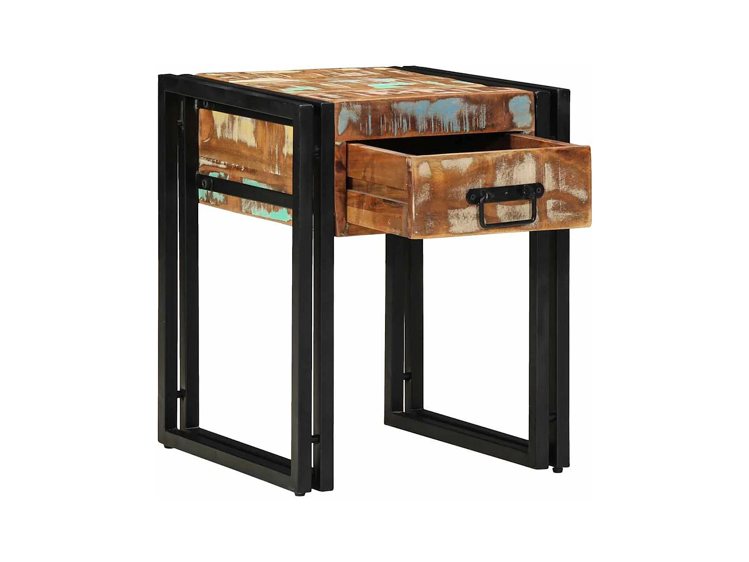 Table d'appoint 40 x 40 x 50 cm bois de récupération massif