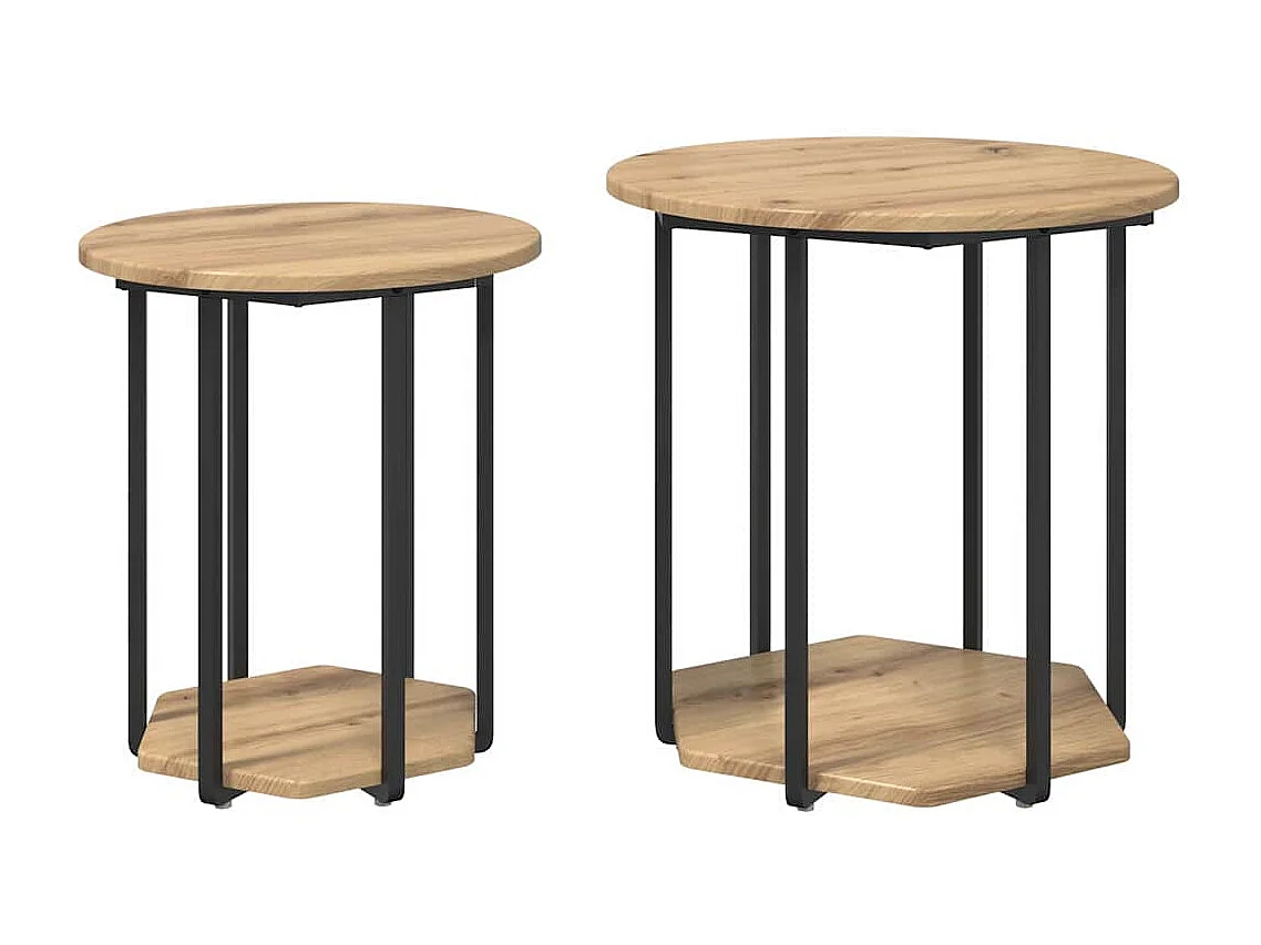 Ensemble de tables d'appoint 2 pcs Chêne artisanal et noir