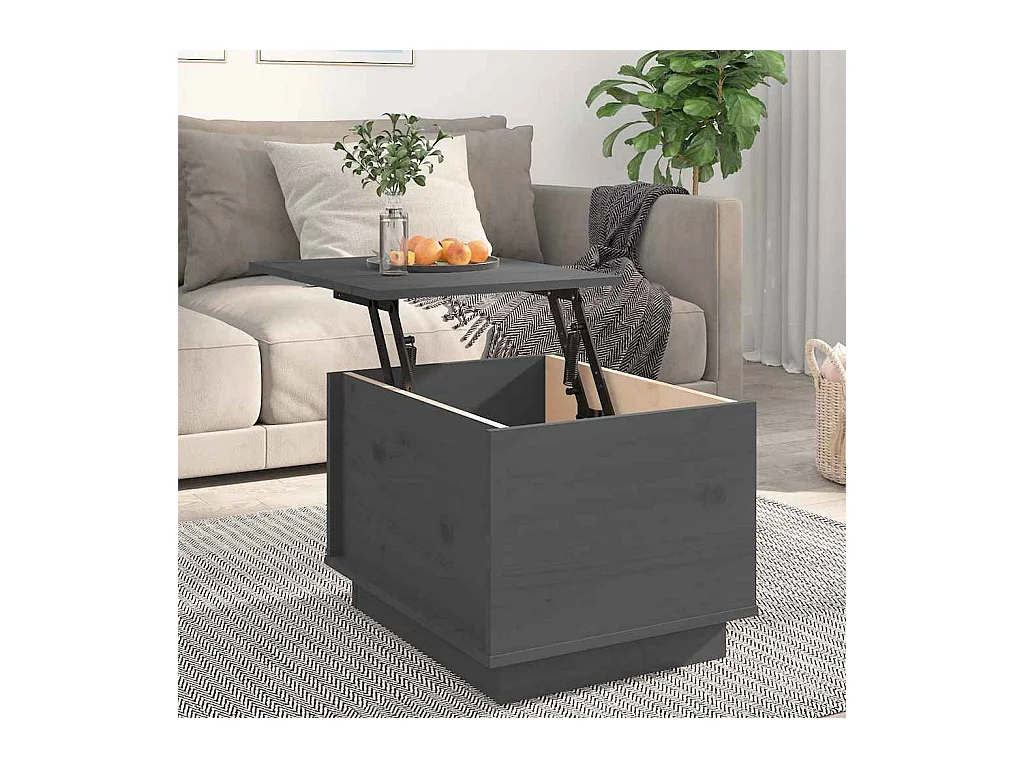 Tavolino da caffè Grigio 40x50x35 cm Legno massello di pino