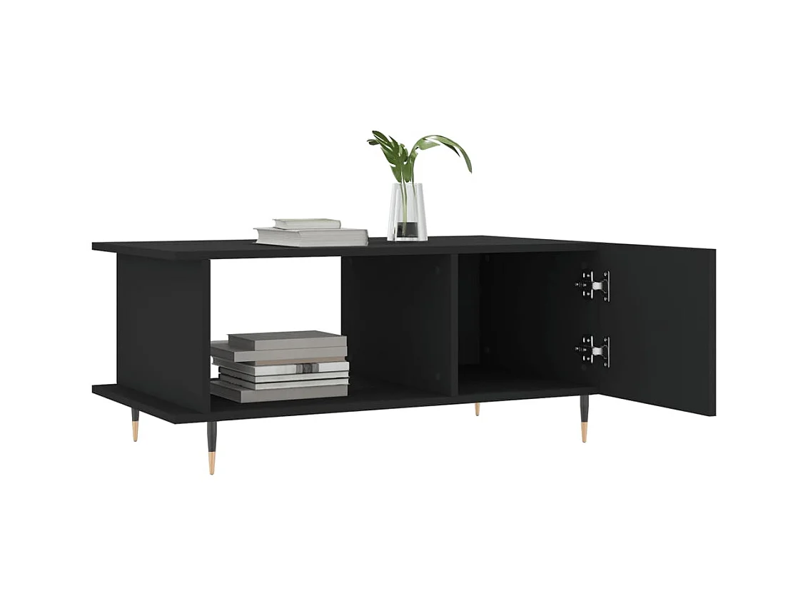 Zwarte salontafel 90x50x40 cm bewerkt hout