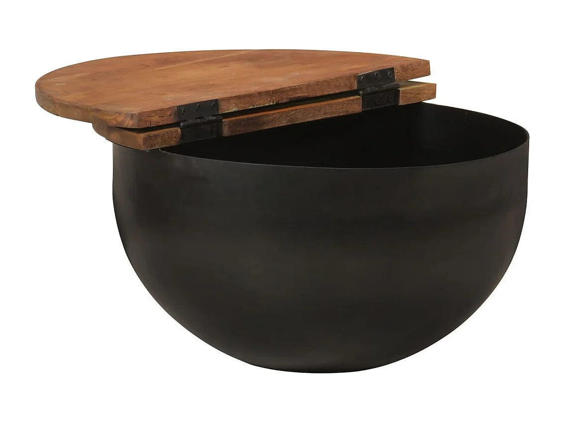 Schwarzer Couchtisch 50x27 cm aus massivem Altholz