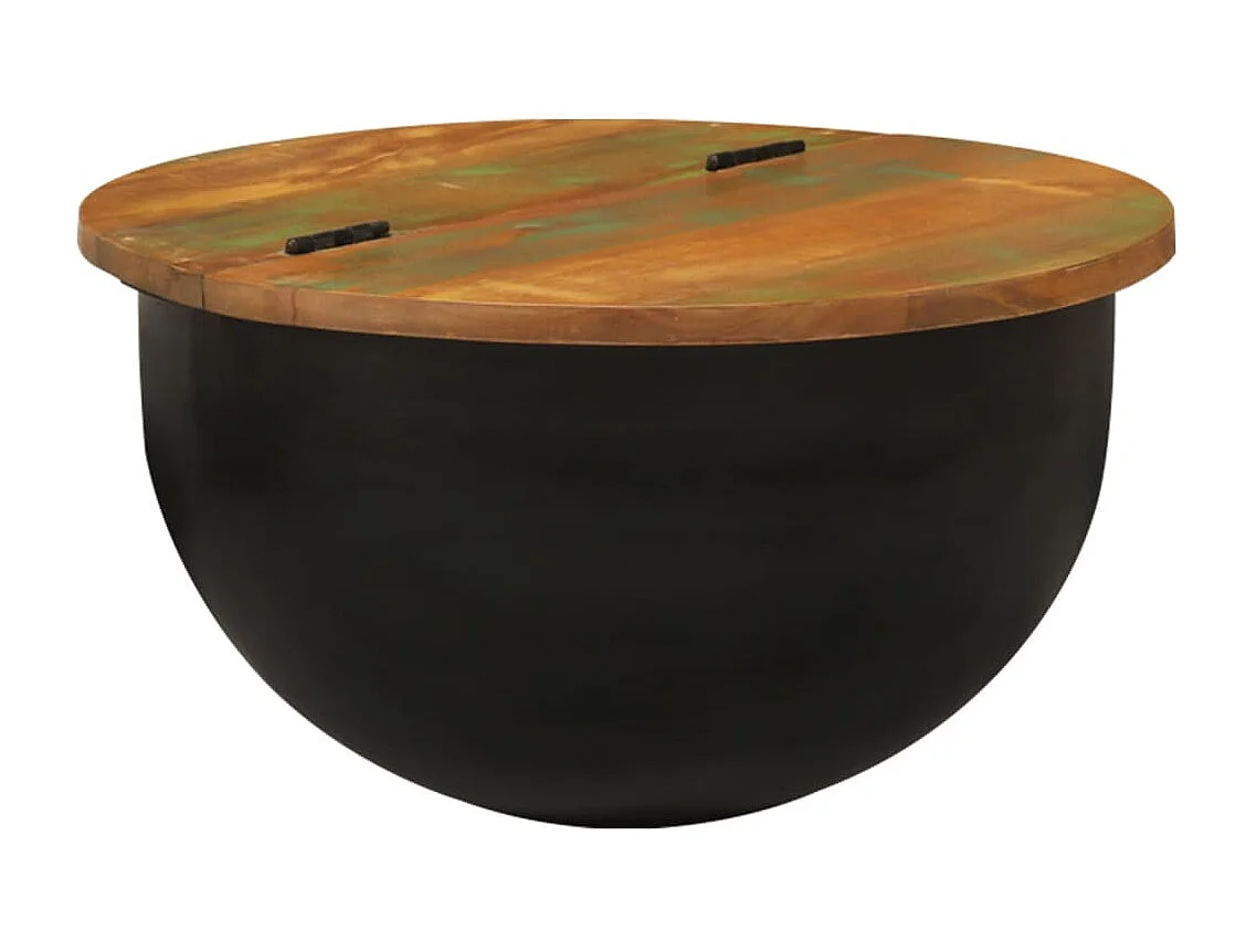 Schwarzer Couchtisch 50x27 cm aus massivem Altholz