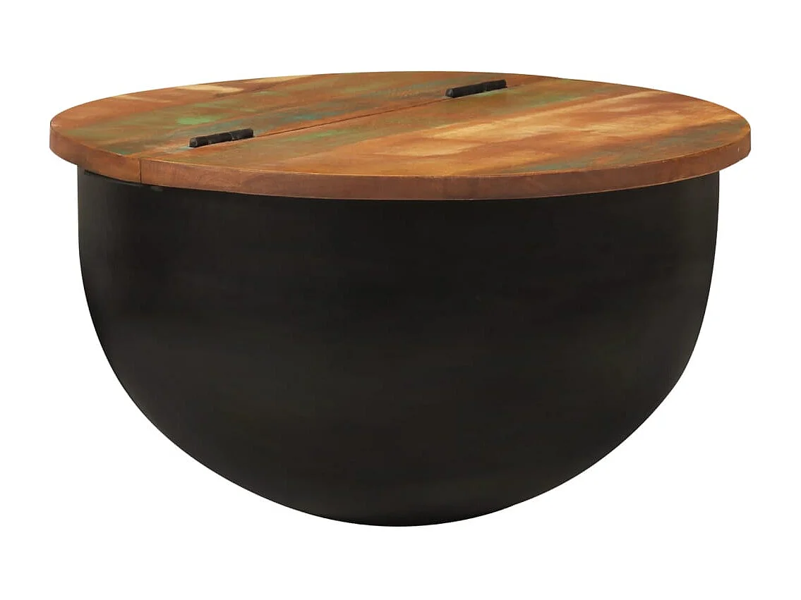 Schwarzer Couchtisch 50x27 cm aus massivem Altholz