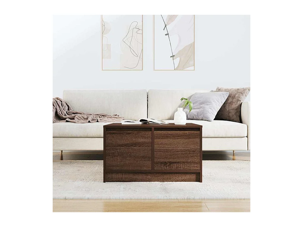 Table basse avec tiroirs chêne marron 70,5x70x40 cm