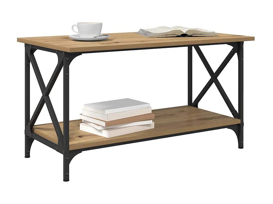 Table basse chêne artisanal 80 x 45 x 45.5 cm Bois d'ingénierie