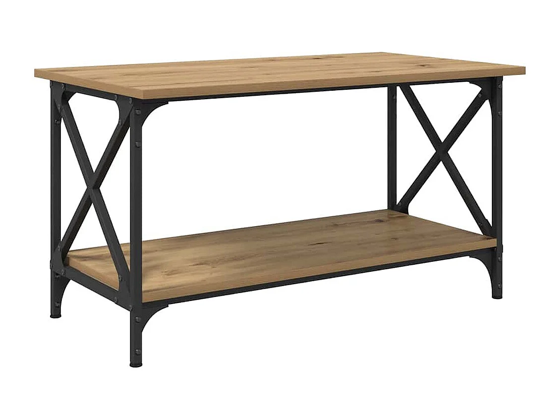 Table basse chêne artisanal 80 x 45 x 45.5 cm Bois d'ingénierie