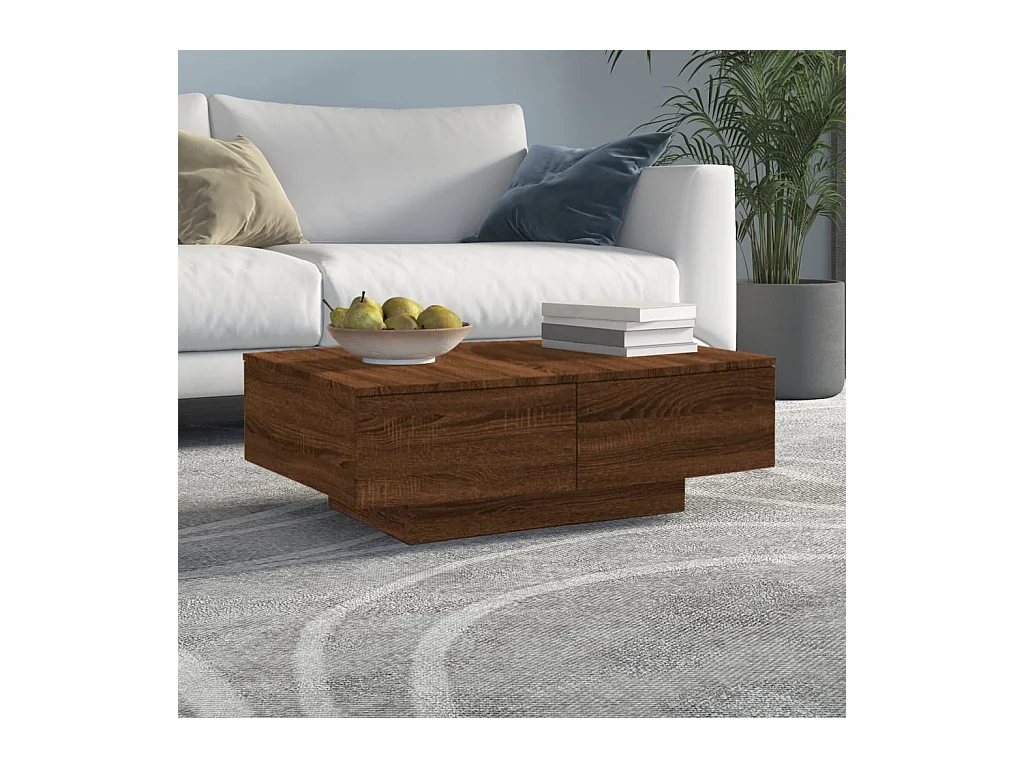 Salontafel Bruin eiken 90x60x31 cm Bewerkt hout