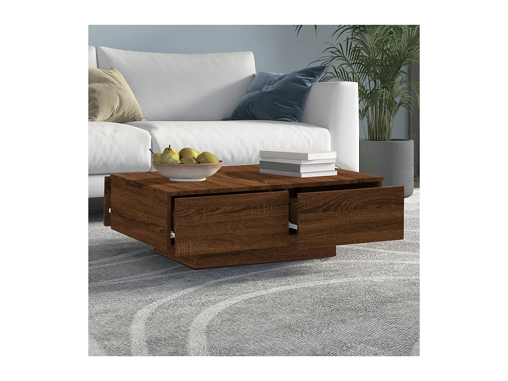 Salontafel Bruin eiken 90x60x31 cm Bewerkt hout