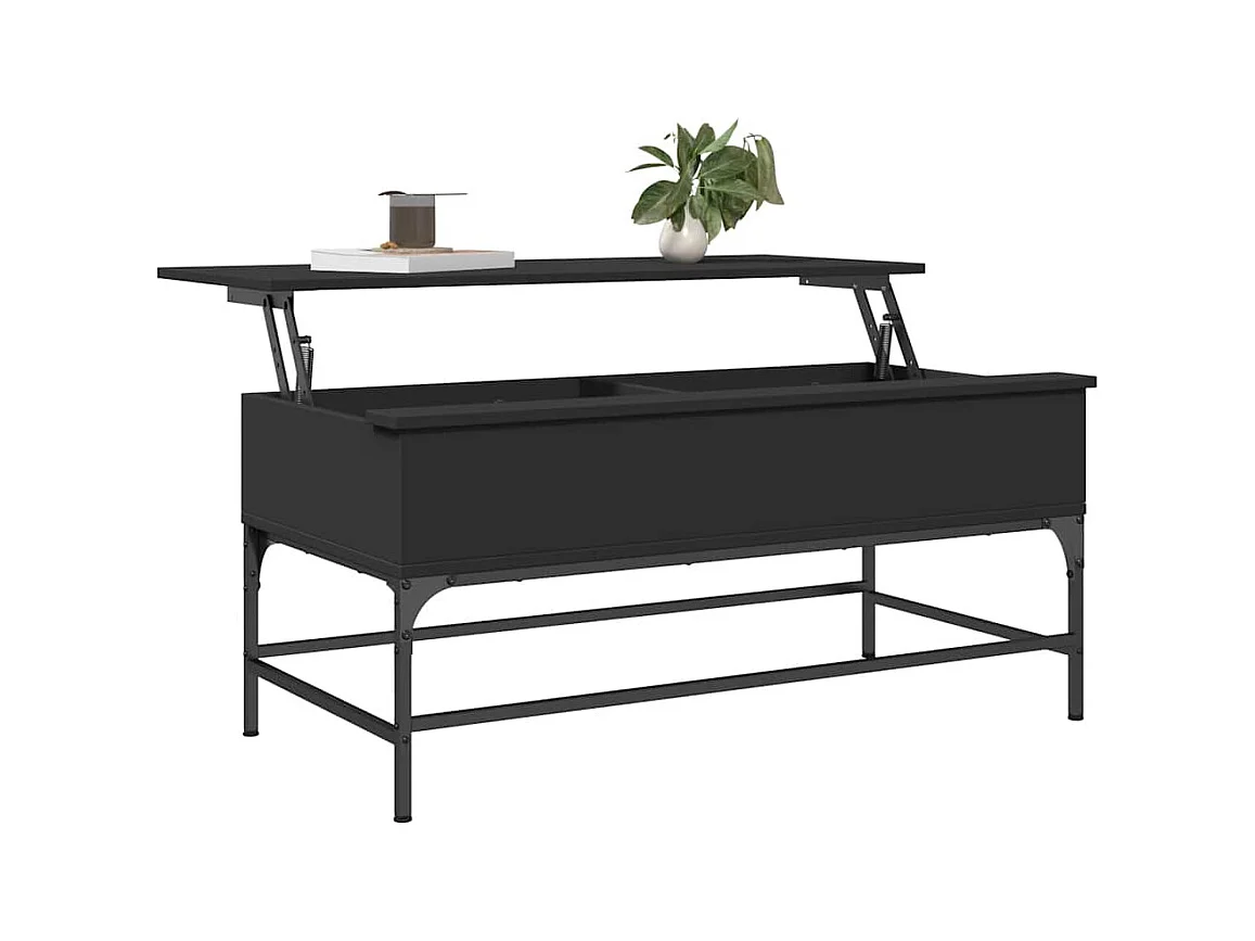 Schwarzer Couchtisch 100x50x45 cm, Holzwerkstoff und Metall