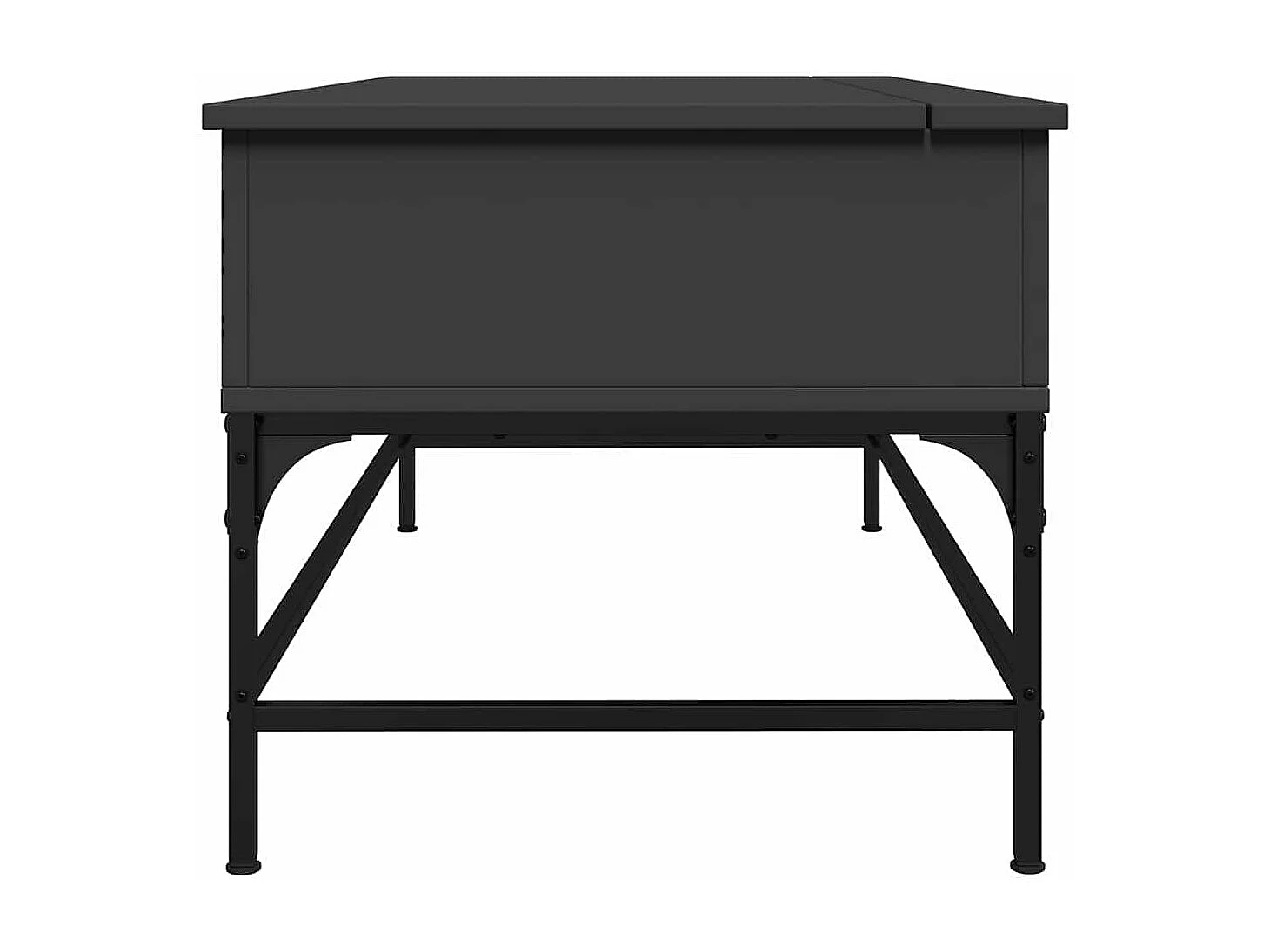 Schwarzer Couchtisch 100x50x45 cm, Holzwerkstoff und Metall