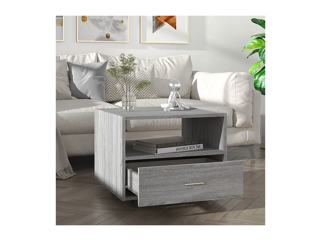 Table basse sonoma gris 55x55x40 cm bois d'ingénierie