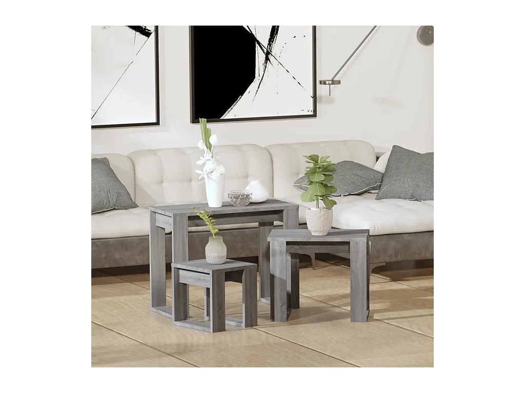 Tables gigognes 3 pcs Sonoma gris Bois d'ingénierie