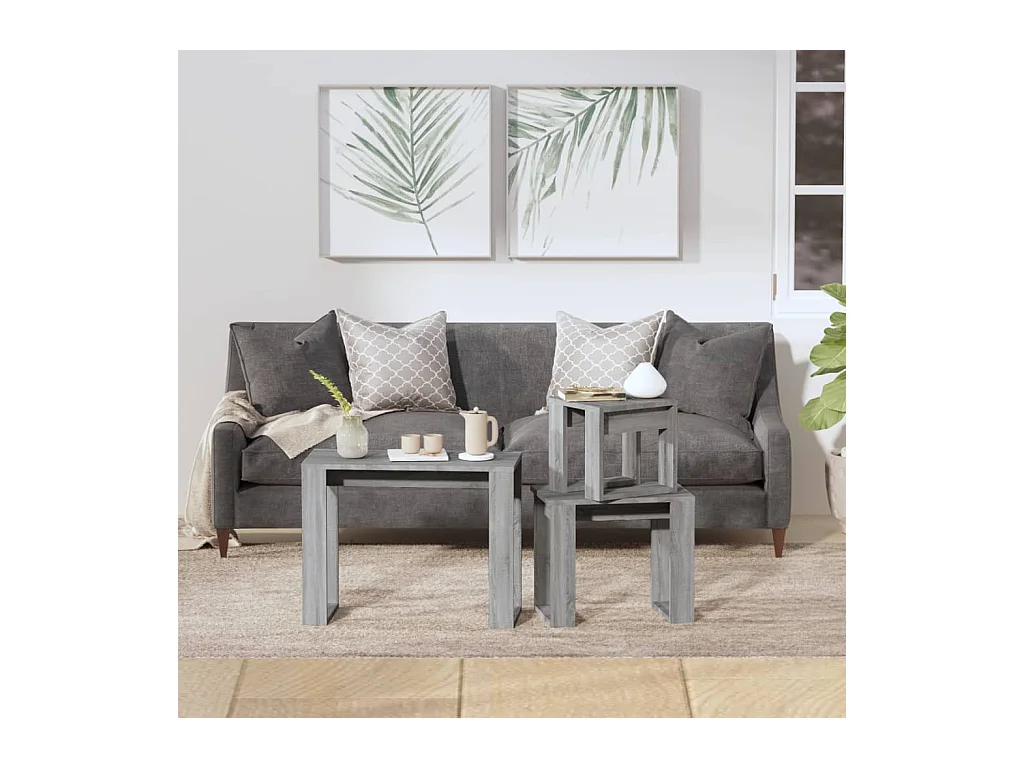 Tables gigognes 3 pcs Sonoma gris Bois d'ingénierie