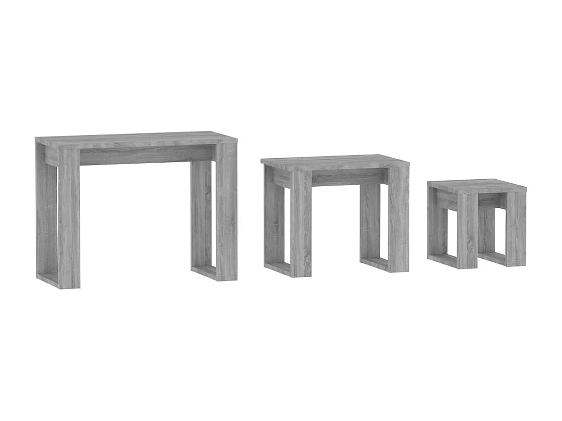 Tables gigognes 3 pcs Sonoma gris Bois d'ingénierie